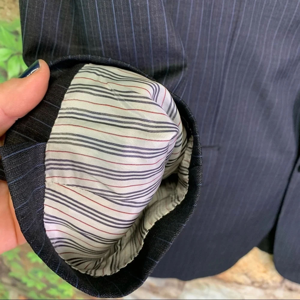 BURBERRY LONDON Classic Heritage Gray Pinstriped Wool Sports Jacket, 42R